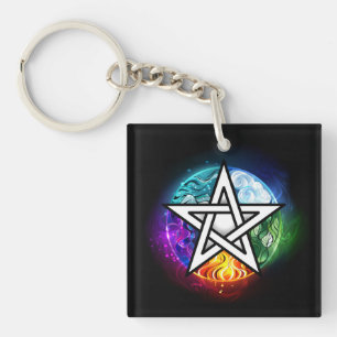 Wiccan pentagram keychain