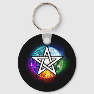 Wiccan pentagram keychain