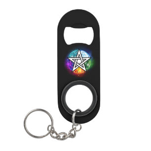 Wiccan pentagram keychain bottle opener