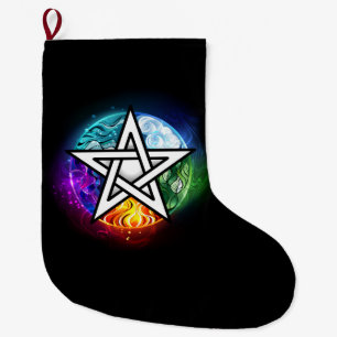 Wiccan pentagram large christmas stocking