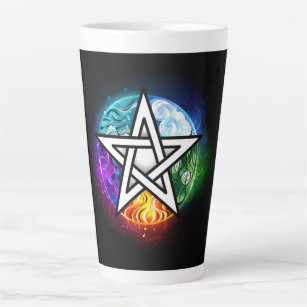 Wiccan pentagram latte mug