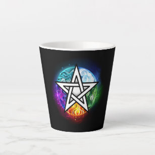 Wiccan pentagram latte mug
