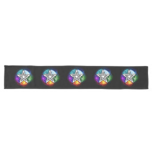 Wiccan pentagram long table runner