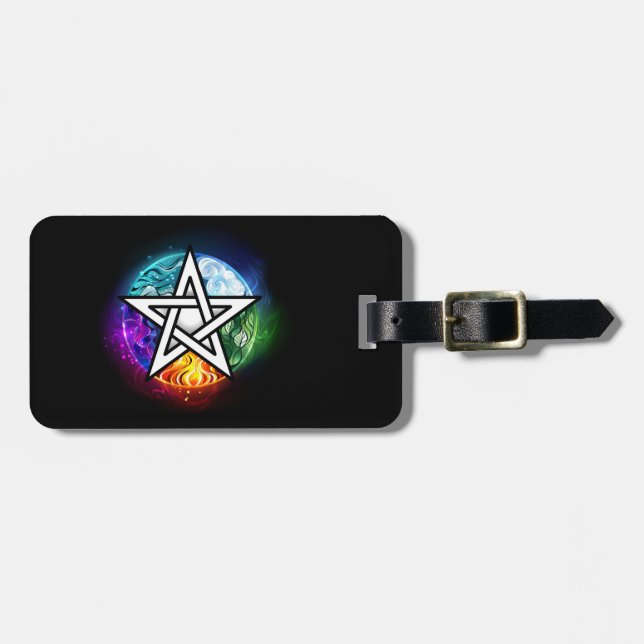 Wiccan pentagram luggage tag (Front Horizontal)