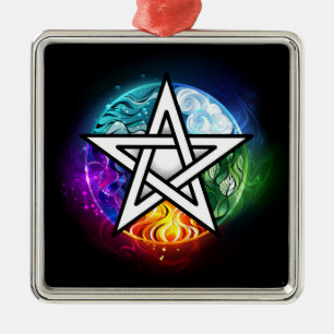 Wiccan pentagram metal ornament
