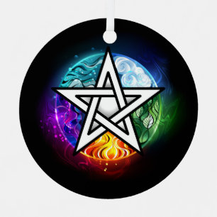Wiccan pentagram metal ornament