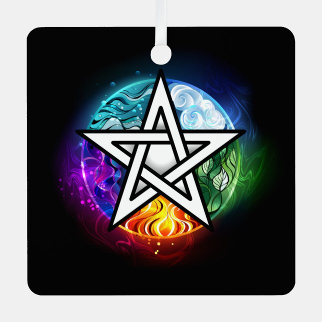 Wiccan pentagram metal ornament (Front)