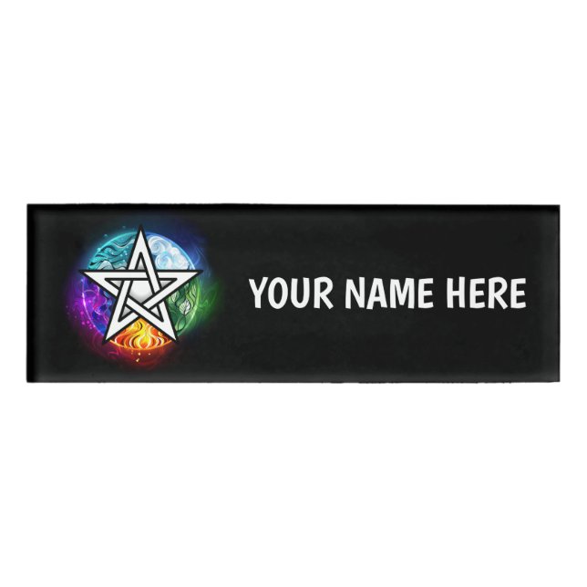 Wiccan pentagram name tag (Front)