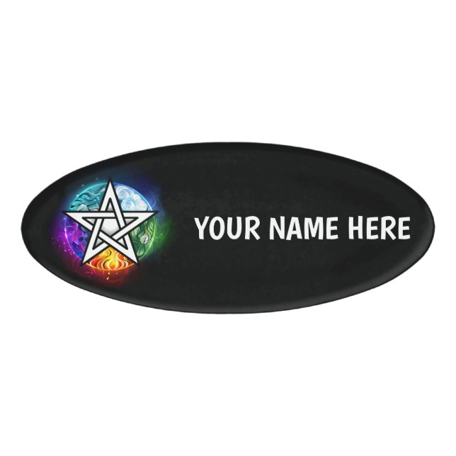 Wiccan pentagram name tag (Front)