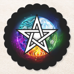 Wiccan pentagram paper coaster