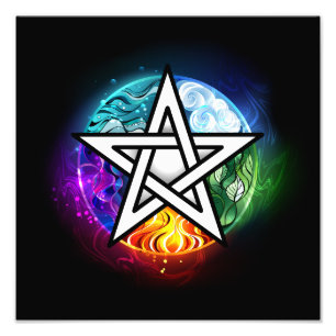 Wiccan pentagram photo print