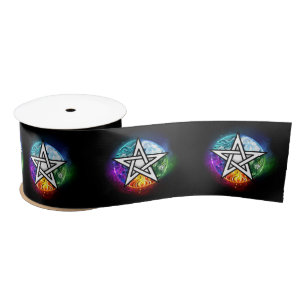 Wiccan pentagram satin ribbon