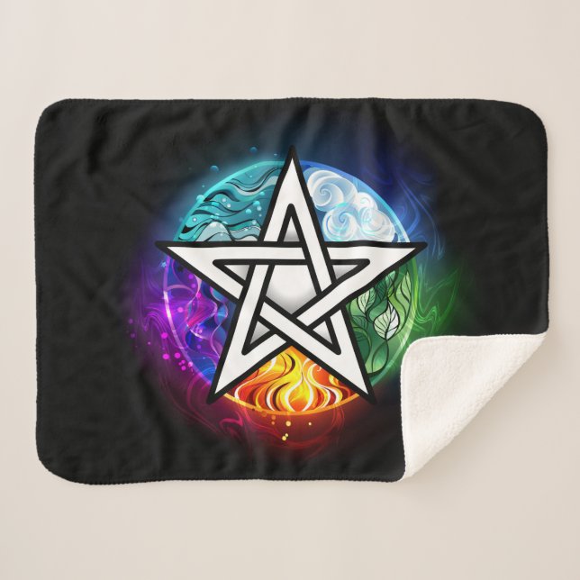 Wiccan pentagram sherpa blanket (Front (Horizontal))