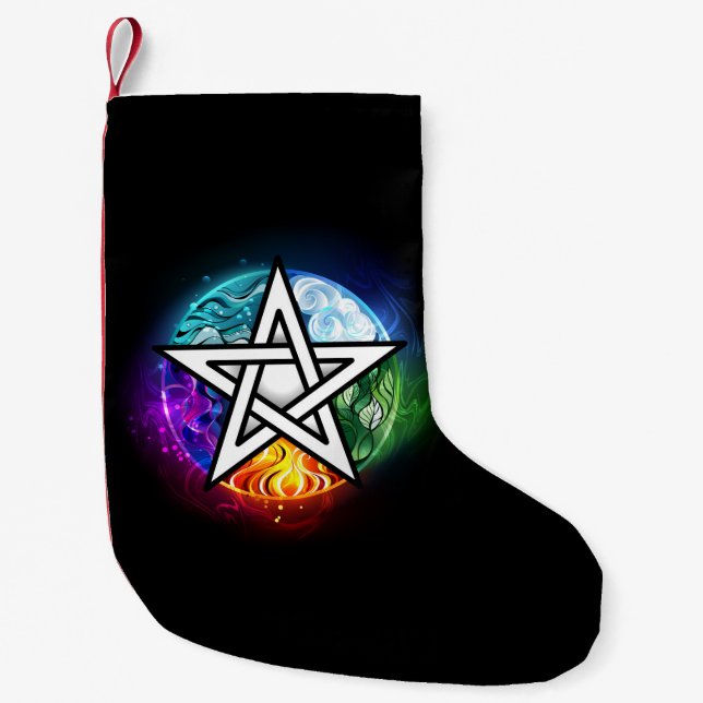 Wiccan pentagram small christmas stocking (Front)