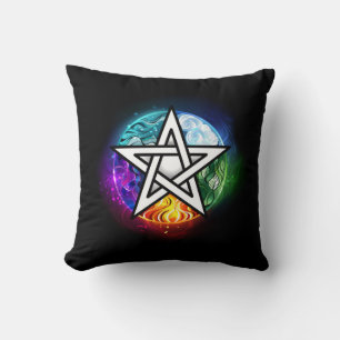Wiccan pentagram throw pillow