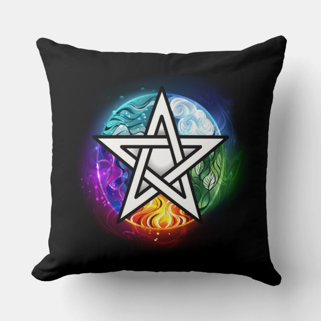 Wiccan pentagram throw pillow (Front)