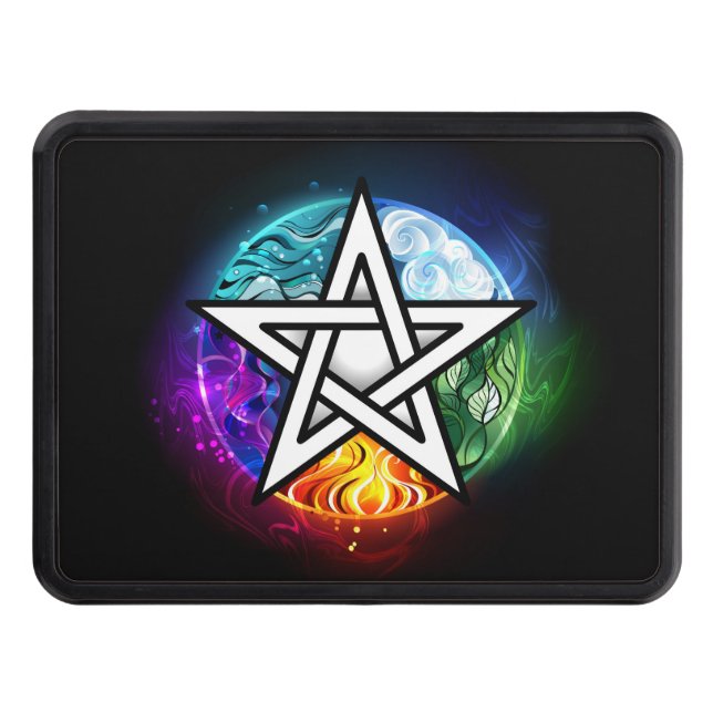 Wiccan pentagram trailer hitch cover (Front)