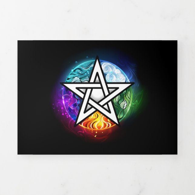 Wiccan pentagram Tri-Fold announcement (Cover)