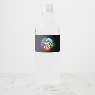 Wiccan pentagram water bottle label