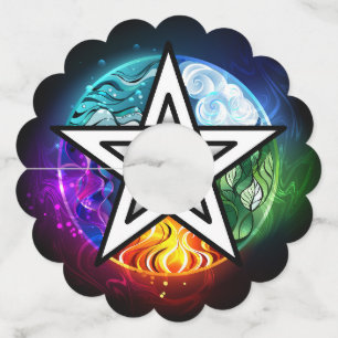 Wiccan pentagram wine glass tag