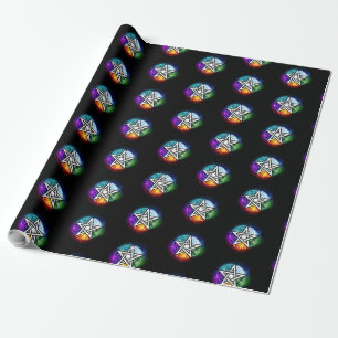 Wiccan pentagram wrapping paper