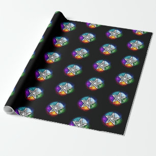 Wiccan pentagram wrapping paper