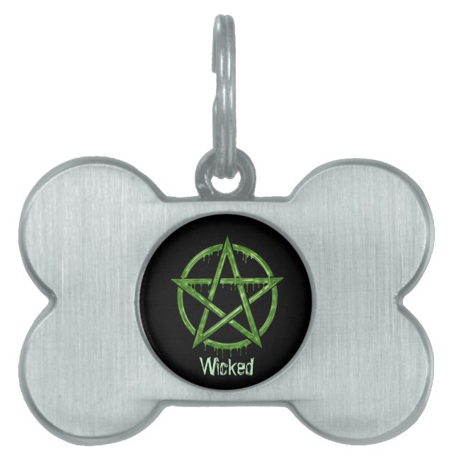 Wiccan Pet GREEN Personalized Pet ID Tag (Front)