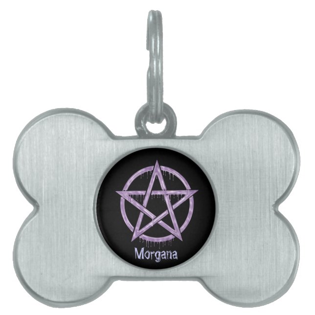 Wiccan Pet PURPLE Personalized Pet Name Tag (Front)