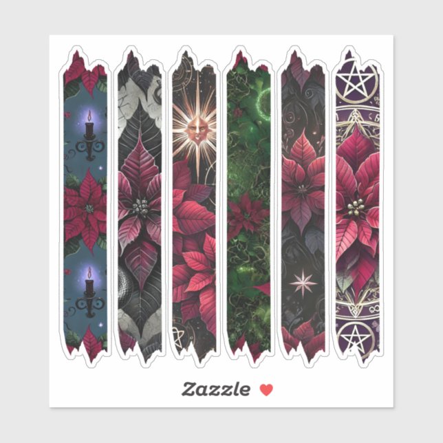 Wiccan Poinsettia Washi Tape Planner Stickers (Sheet)