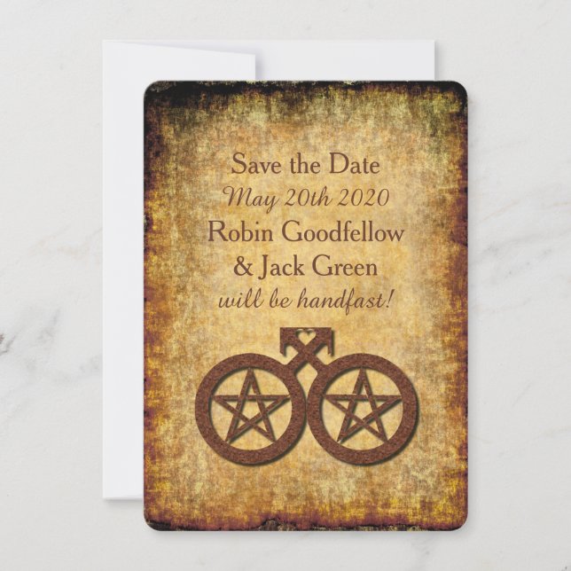 Wiccan Rustic Enregistrer la carte de date Gay Han (Devant)