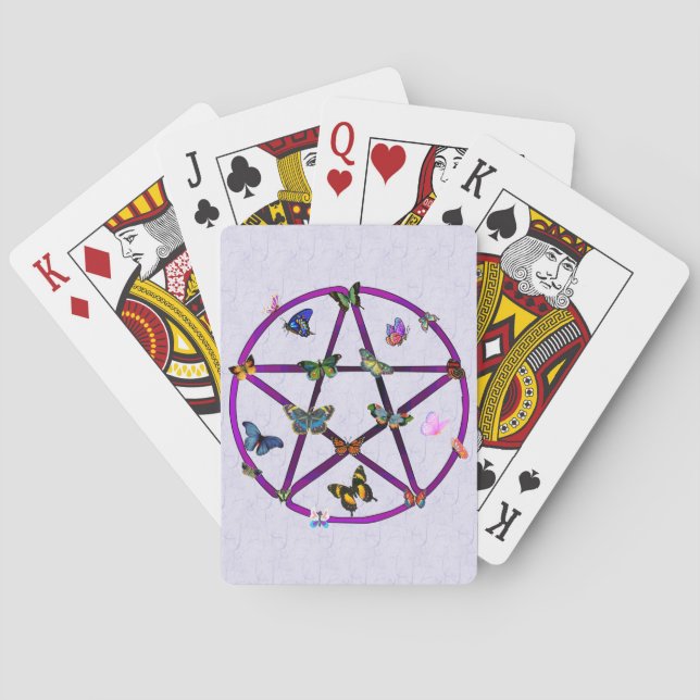 Wiccan Star and Butterflies Playing Cards (Back)