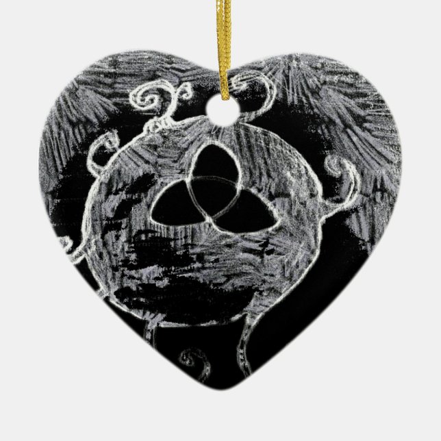 wiccan symbol for the witches ceramic ornament (Front)