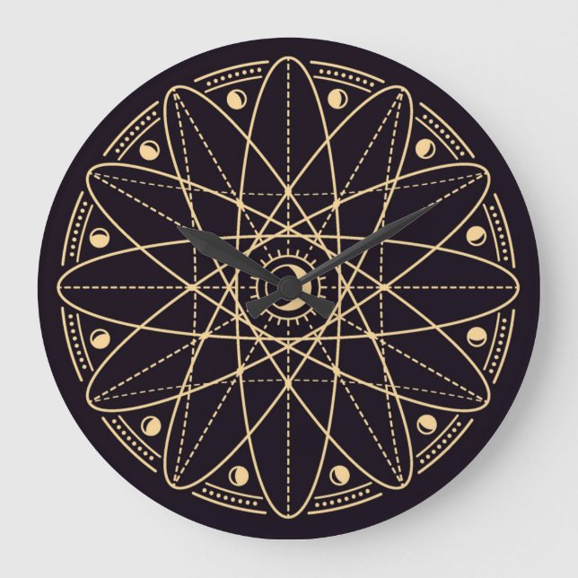 Wiccan Symbols Large Clock (Front)
