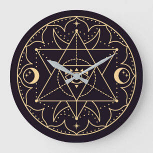 Wiccan Symbols Large Clock