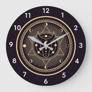 Wiccan Symbols Large Clock