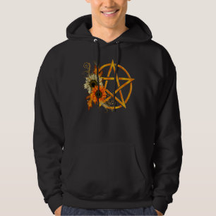 Wiccan Symbols Wicca Pentagram Floral Pagan Sunflo Hoodie