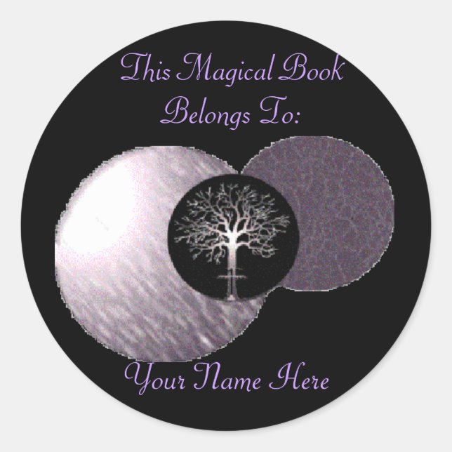 Wiccan Tree - Triple Moon Book Plate Classic Round Sticker (Front)