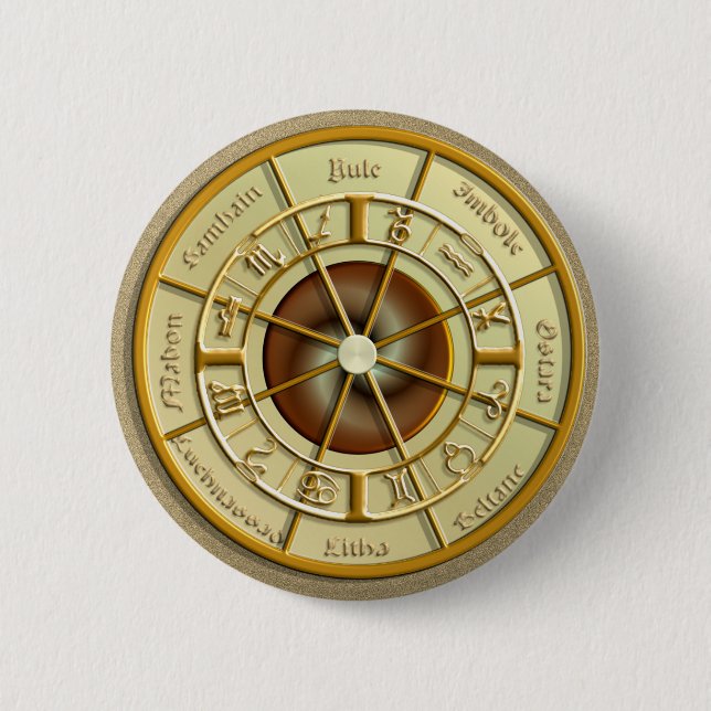 Wiccan Wheel of the Year 2 Inch Round Button (Front)