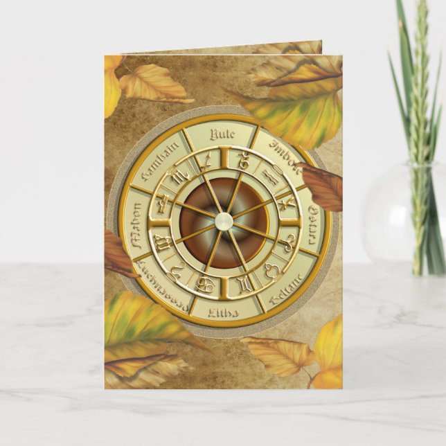 Wiccan Wheel of the Year Greetings Card (Front)