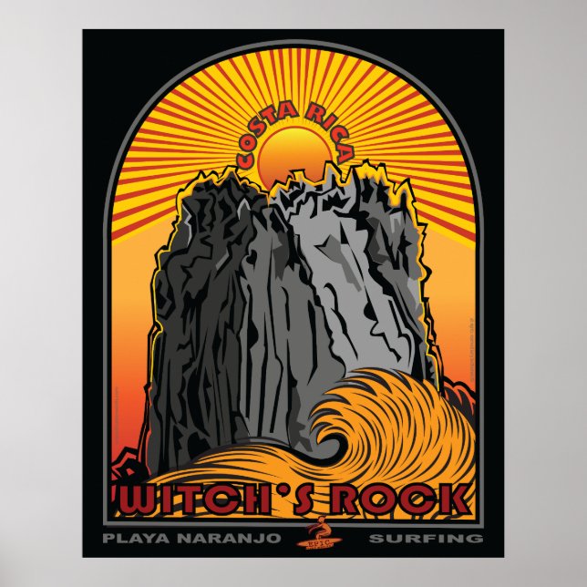 Wiches Rock, Costa Rica Playa Naranjo Surfbreak Poster (Front)