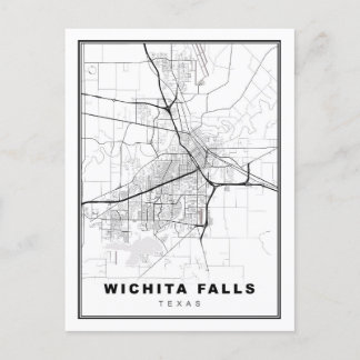 Wichita Falls Map Postcard