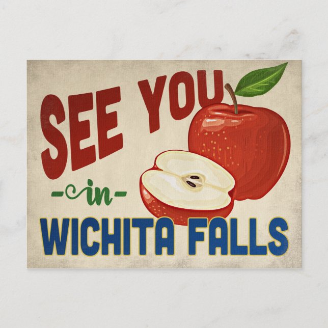 Wichita Falls Texas Apple - Vintage Travel Postcard (Front)