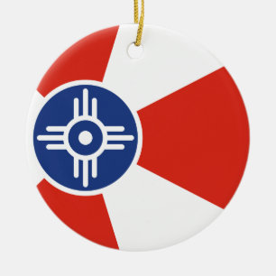 Wichita Kansas ICT Flag Ceramic Ornament