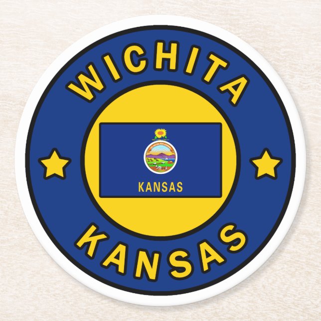 Wichita Kansas Round Paper Coaster (Front)