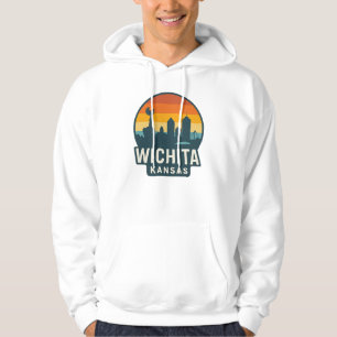 Wichita Kansas Skyline Sunset   Modern Retro City  Hoodie