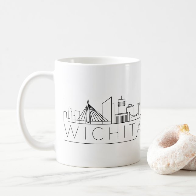 Wichita, Kansas Stylized Skyline Coffee Mug (With Donut)