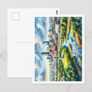 Wichita Kansas USA Famous Travel Place watercolor Postcard