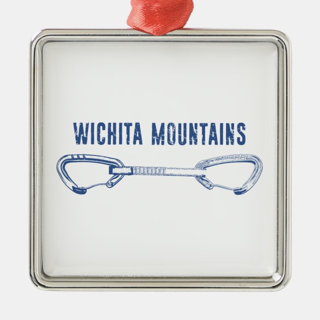 Wichita Mountains Rock Climbing Quickdraw Metal Ornament (Front)