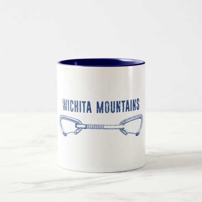 Wichita Mountains Rock Climbing Quickdraw Two-Tone Coffee Mug (Center)