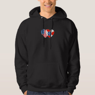 Wichita & USA Flag Twin Heart for Kansas American Hoodie